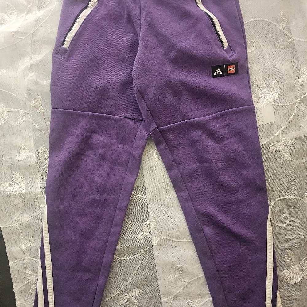 Adidas x Leggo purple joggers sweatpants size 7-8Y - Picture 2 of 6